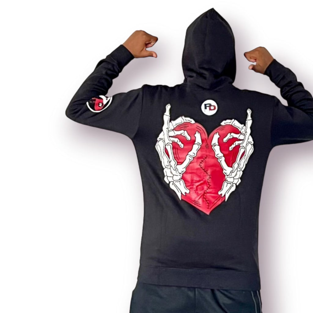 Full-Zip Jerzi Heart Hoodie -Black